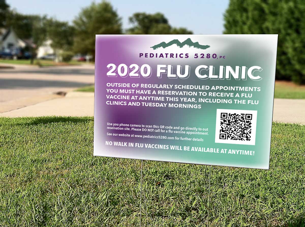 Pediatrics 5280 Flu Clinic Sign