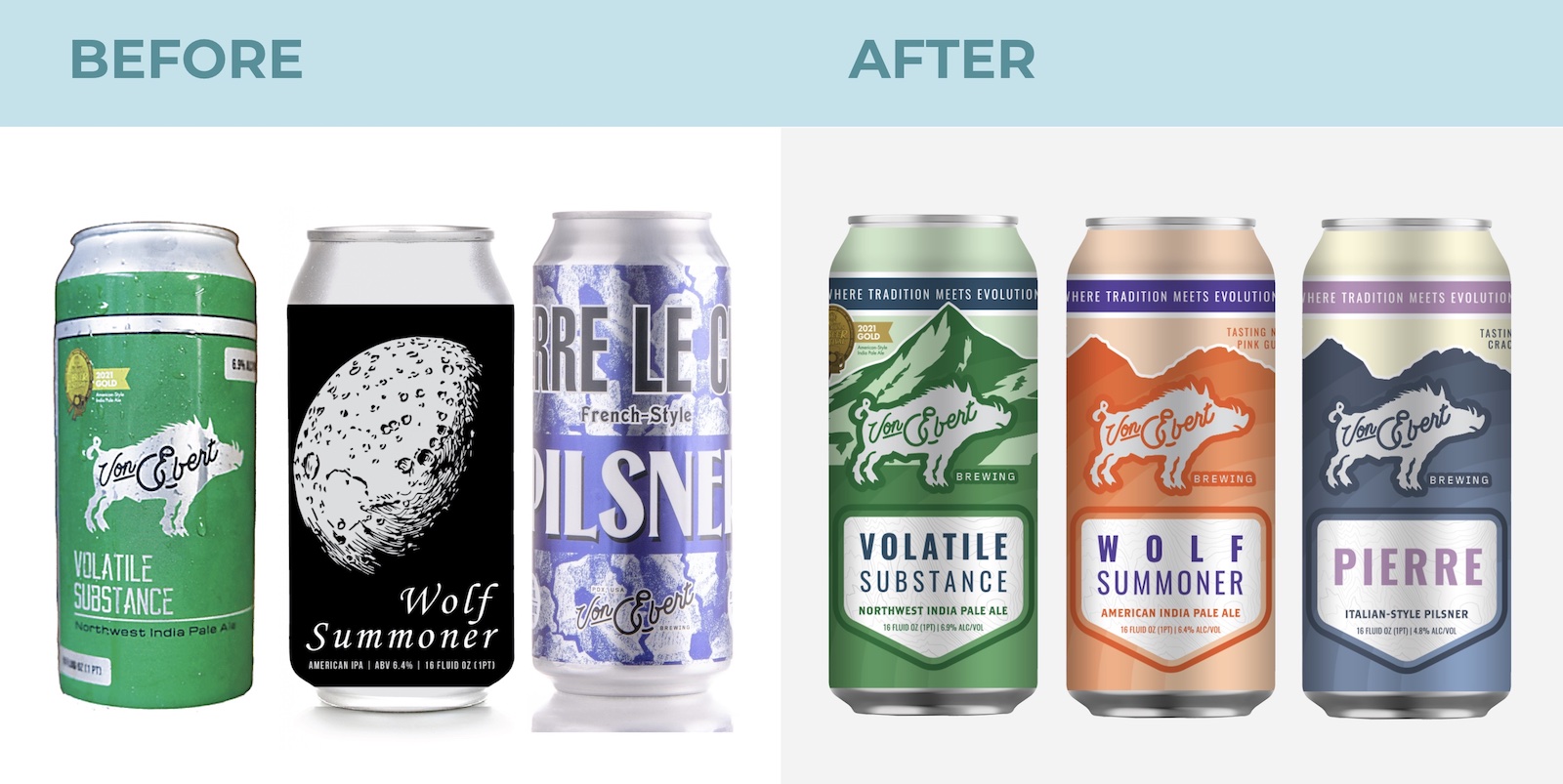 Von Ebert Packaging Before and After